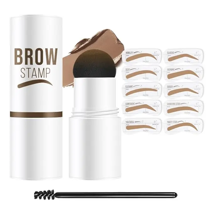 Eyebrow Stamp Stencil Set, golden brown Eyebrow Stencils Shaping Kit, Long-Lasting Eyebrow Shaper for Women