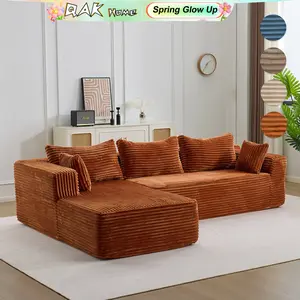 【U-shape: 3 Packages！L-shape: 2 Packages】 137.8“ Cloud Modular Sectional Sofa Couch U-Shape Chaise Corduroy Fabric No Assembly Required for Living Room Bedroom