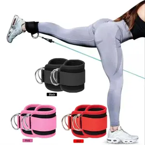 2 pcs Fitness Ankle Straps Adjustable D-Ring Support Cuffs Gym Leg Strength Workouts Pulley With Buckle Sports Guard Safety Abductors Muscle Training Equipment Muscle Exercise Equipment