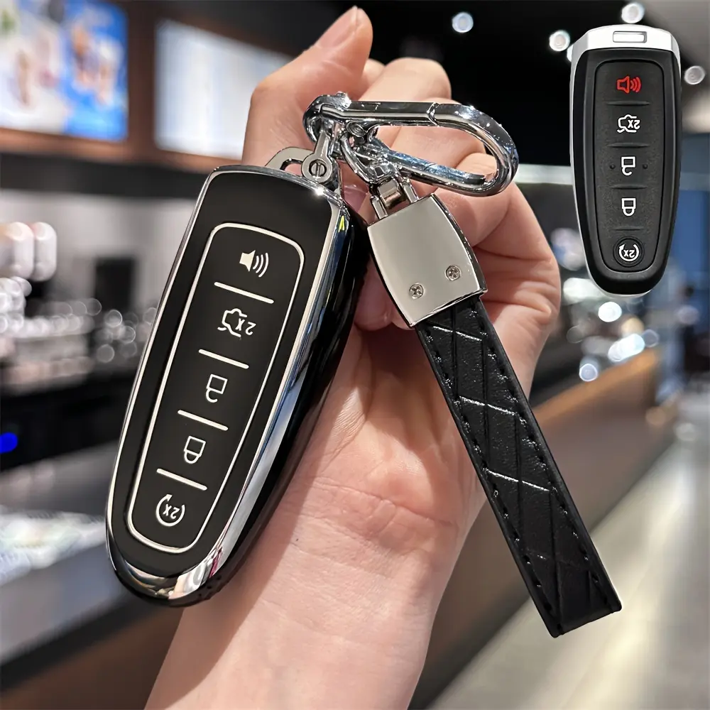 Auto Key Shell Sets with Key Chain Soft TPU Key Cover for Ford Edge Focus Flex Explorer Taurus and Lincoln MKX MKT MKS