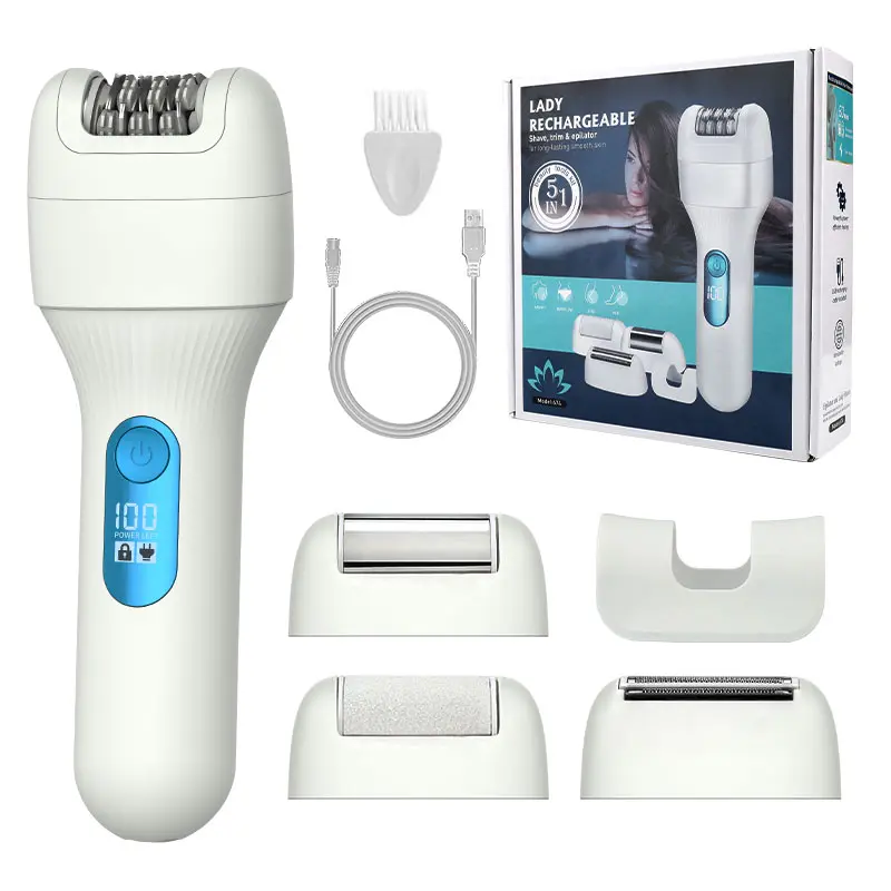 Women's 5-in-1 Plastic Electric Shaver Kit Set (Model 337) - Painless Epilator Razor for Face, Legs, USB Rechargeable Hair Remover, Usb Charge