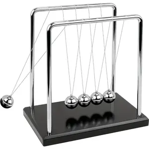 Newton's Cradle Stainless Steel - Vintage Design Physics Education Tool, No Electricity Required for Lab/Classroom/Home Decor Science Gift