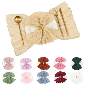 42/60/96PC 20*20inch Thin Gauze Cheesecloth Napkins Wrinkled Table Napkins Soft Cotton Cloth Napkins Rustic Decorative Napkins for Weddings Party Dinner Table Everyday Use Dinnerware Home Birthday