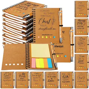 30 Sets Christian  Spiral Notebook  Verse Prayer Journals Religious Notepad with  Ballpoint Pen Colored Sticky Index Tabs for Teacher Nurse Coworker Office ( Theme)