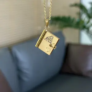 Heart Opening Locket Necklace for Granddaughter from Grandpa - Best Birthday Christmas Gift for Girls Titanium Steel Adjustable Chain with Customizable Space Inside Keepsake -RR