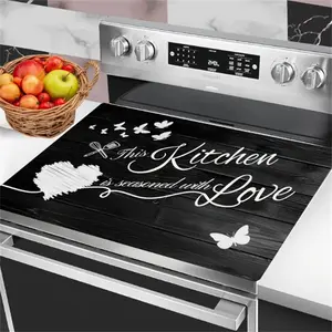 Kitchen-Themed Gas Stove Cooktop Panel Protector Cover, 1 Count Heat & Scratch-Resistant, Durable Stove Top Cover, Easy to Clean Stove Protector Plate