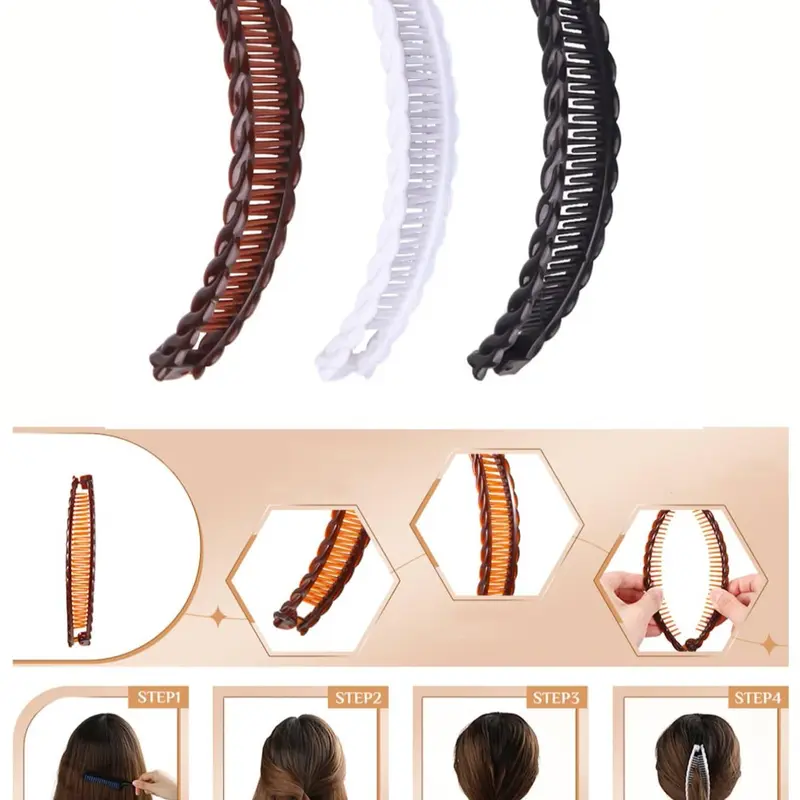 3pcs Large Twist Banana Clips,  Minimalist Banana Clip, Casual Fashion for Women, Ponytail Claw Clip, Clip Design, Hairclips