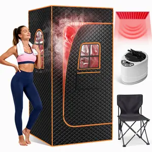 MOPHOTO Infrared Sauna Box for Relaxation,Detoxification,Portable Steam Sauna for Home with XL Steamer,Folding Chair,Multiple Layered Full Body Sauna Tent for Spa,Indoor,Outdoor,Gym