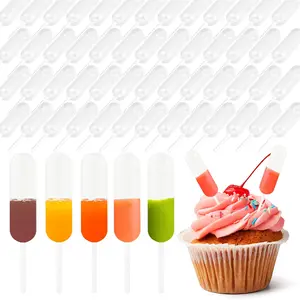 100Pcs 4ml Clear Plastic Disposable Dropper Pipettes Food Injector Transfer Pipettes Suitable for Chocolate Strawberries Cupcakes Ice Cream Mini Cakes Waffles