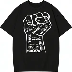 Inspiring Black Leaders Fist T-Shirt – Iconic African American Pride Graphic Tee, Premium Cotton Shirt for Black History Month & Juneteenth, Perfect for Men & Women