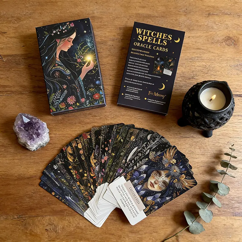 Witch Theme Oracle Deck - 38 BPA-Free Paper Cards, Comics-Themed Fantasy Sci-Fi Board Game, Colorful Animals & Nature Art, Beginner-Friendly Divination Tool for 12+ Years, Love & Career Readings, Manifesting Dream Life