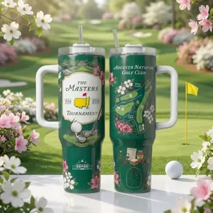 Augusta 2026 Masters Tumbler 40oz, Golf Champion Design with Handle, Insulated Travel Mug for Golf Lovers