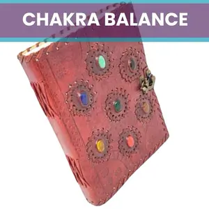6" x 8" 7 Chakra stones Embossed Leather w/ Latch