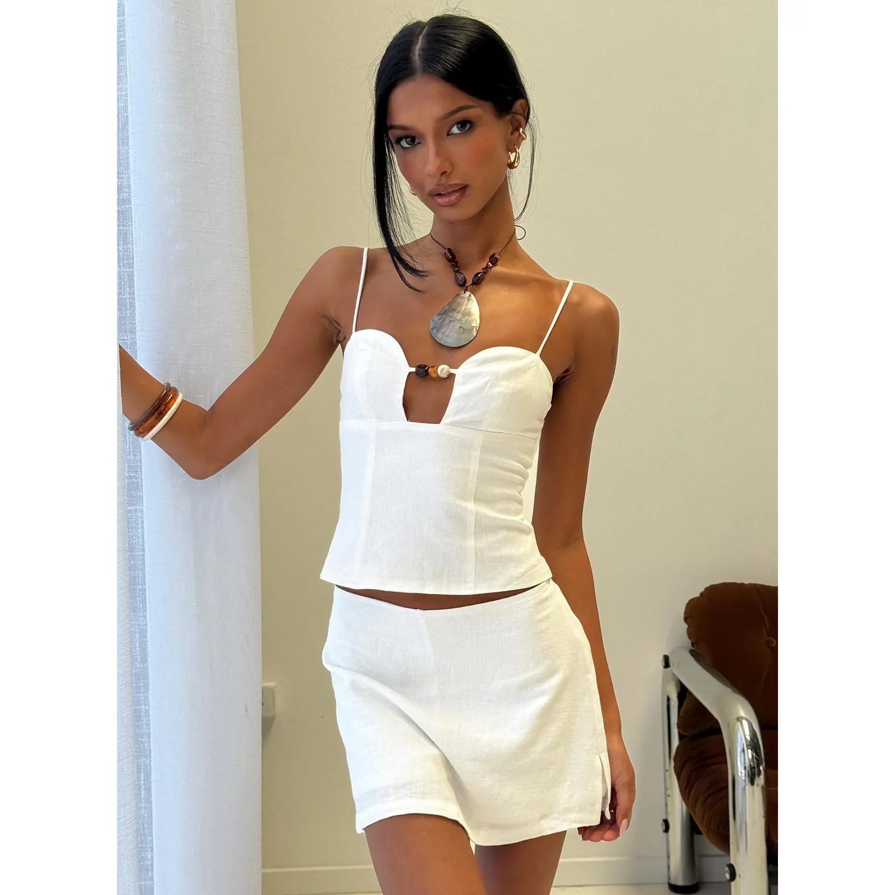 Karessa Beaded Top White