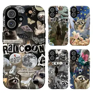 Trash Core Raccoon Phone Case for IP 17 16 15 14 13 12 11 Pro Max XR Xs 6 7 8 Plus SE & SS Galaxy S22-S25 Plus Ultra, Fairy Raccoon & Witchy Forest Aesthetic Case, Whimsical Raccoon Tough Case, Funny Trash Panda Gift for Her & Him