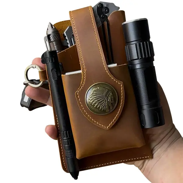 Men's & Women's Leather Belt Bag Large Capacity Belt-Worn Waist Bag with Phone Holder & Key for Travel Everyday Use Outdoor Activities Secure Spacious Travel Essentials Fashion Accessory Durable Construction Side Pouch Workout Fanny Pack Zipper Belt Bag W