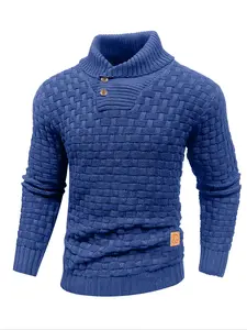 2025 Popular Men's Fall Outfit: Turtleneck Long Sleeve Sweater, Casual Fitted Pullover with Multi-Button Design, Comfortable and Warm Knitted Fabric, Versatile for Commuting, Home Wear and Stylish Looks
