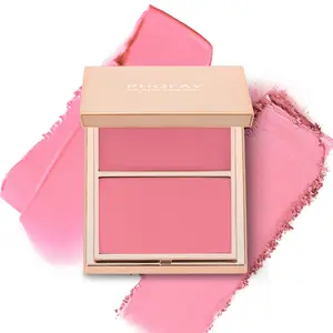 PHOFAY Double-Take Cream & Powder Blush Duo - Makeup & Cosmetic glow blush,Flawless Radiant Glow Compact Makeup for Everyday Use or Bold Sculpted Finish