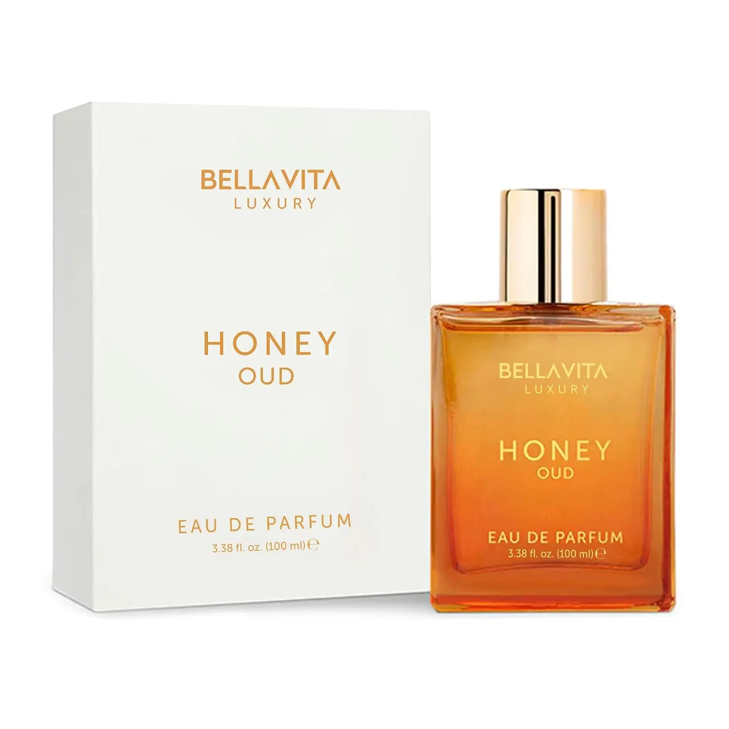BellaVita Luxury Honey Oud Unisex Eau de Parfum - 100 ml, Long-lasting Fragrance with Honey, Bergamot, Oud, Amber Notes for Men and Women