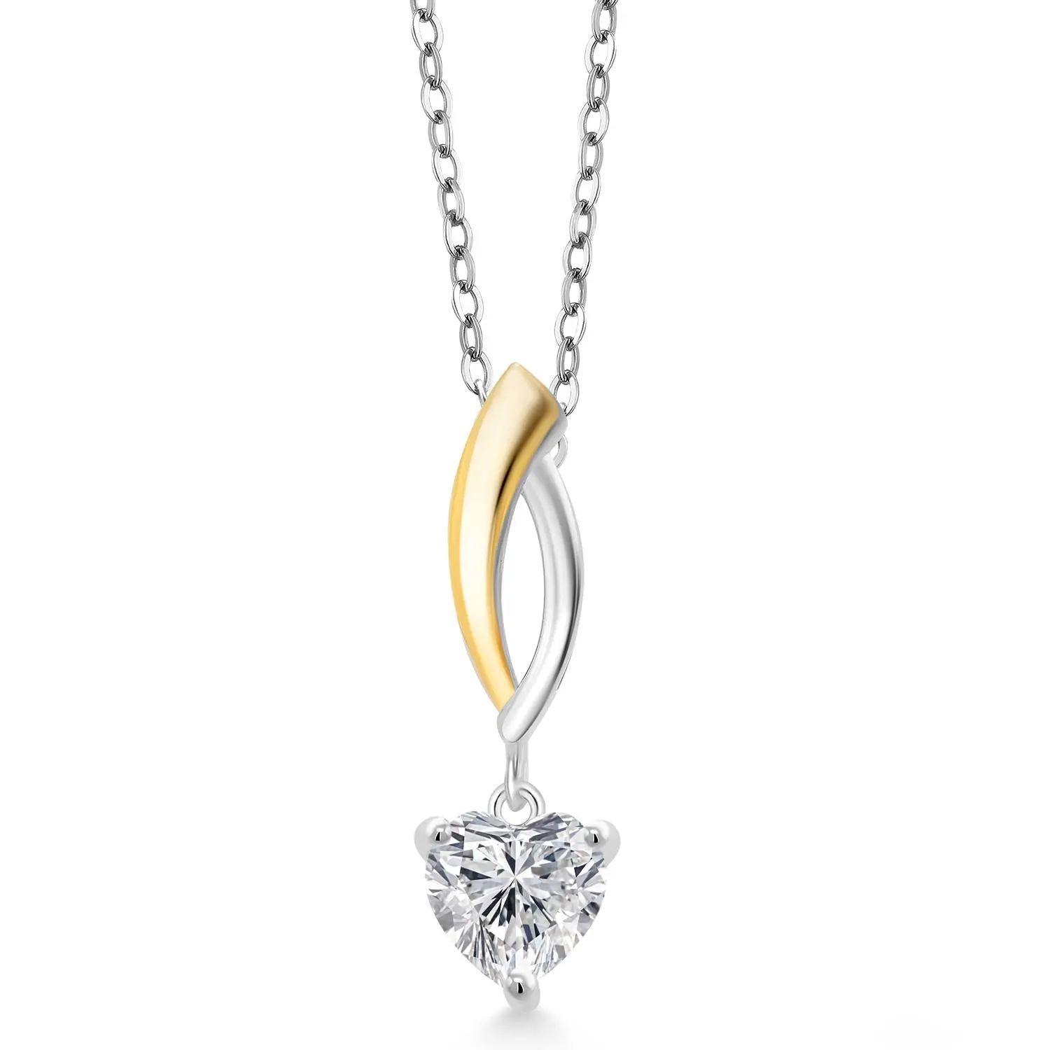 925 Silver and 10K Yellow Gold IGI Certified Lab Grown Diamond Infinity Pendant Necklace For Women | Heart Shape 1 Ct | D-E Color | VS1-VS2 Clarity | with 18 Inch Chain
