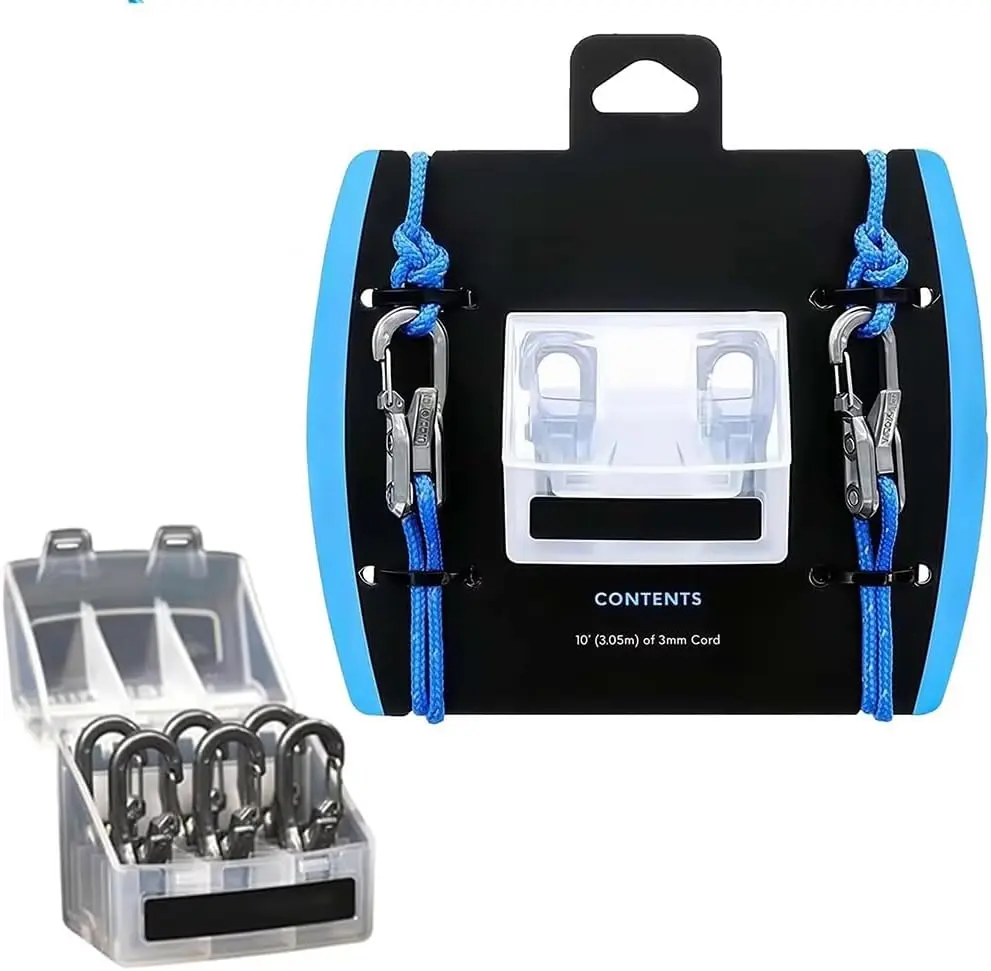 Original Rope Tensioner with Reflective Cord & Case, 6 Pack | Rope tightening tool with reflective cord and carry case for tarps, boating, camping gear and outdoor tie-down use.