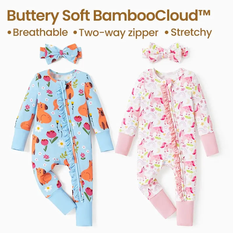 PatPat Baby Bamboo Two-Piece Set 8% Spandex Stretch, Scratch-Free Sleeves,  Adjustable Foot Cuffs & Non-Slip Soles | UltraSoft Organic Outfit for Newborns & Toddlers