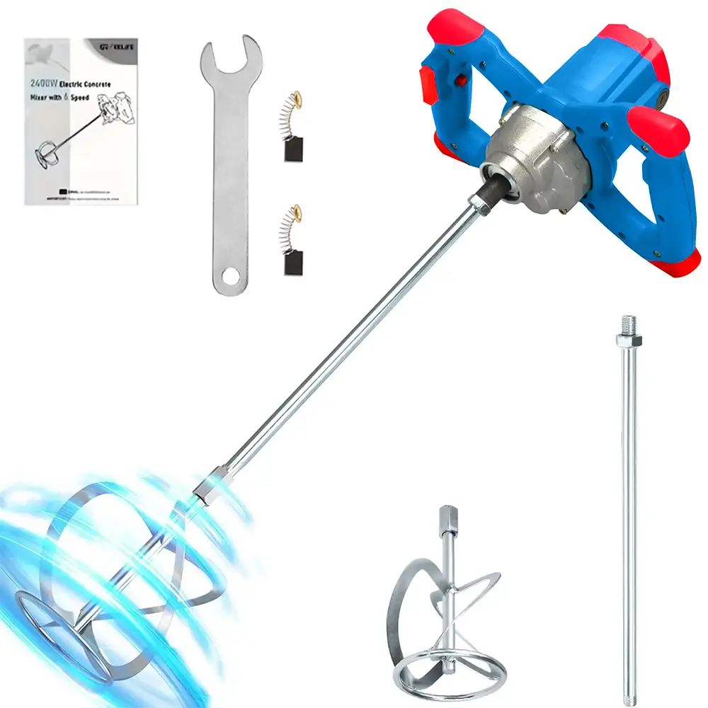 6-Speed Handheld Electric Cement Mixer 2100W, Portable Concrete Mortar Stirrer for Paint and Mud Mixing in DIY Home Projects