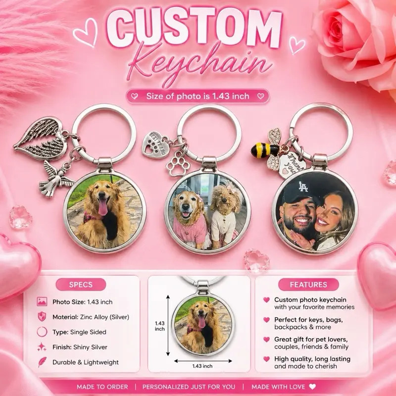 Custom Round Metal Charm Keychain