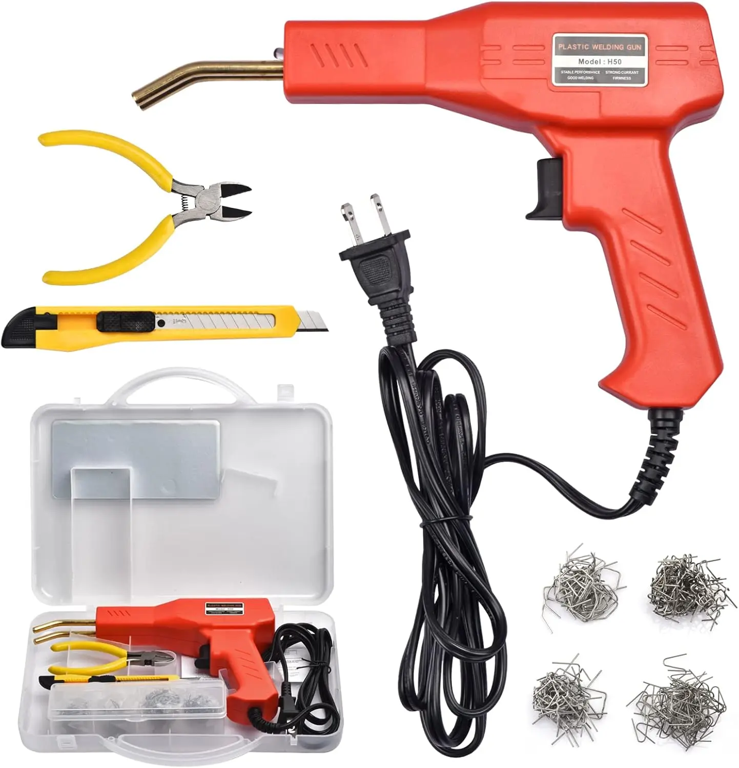 Car Plastic Welding Repair Tool, 200PCS Staples, Handheld Plastic Welder, Welding Repair Tool for Bumper and Dashboard Fixes, Car Body Repair Tool, Handheld Welder Machine