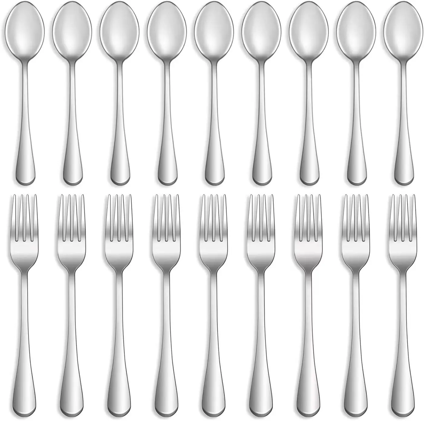 12 Pcs Forks and Spoons Silverware Set,Food Grade Stainless Steel Flatware Cutlery Set for Home,Kitchen and Restaurant,Mirror Polished,Dishwasher Safe - 6 Dinner Fork(8 inch) and 6 Teaspoon(6.5 inch)