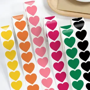 500pcs/roll Colorful Heart Stickers, Heart-Shaped Coding Labels, Pure Colors, DIY Graffiti Stickers, Self Adhesive Stickers for Office, Classroom, Papers (1 Inch) PVC Waterproof Stickers