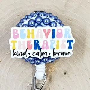 Behavior Therapist Retractable ID Badge Reel | Autism ABA RBT Therapy | Teacher Nurse MD Doctor Medical Hospital Healthcare Badge Holder
