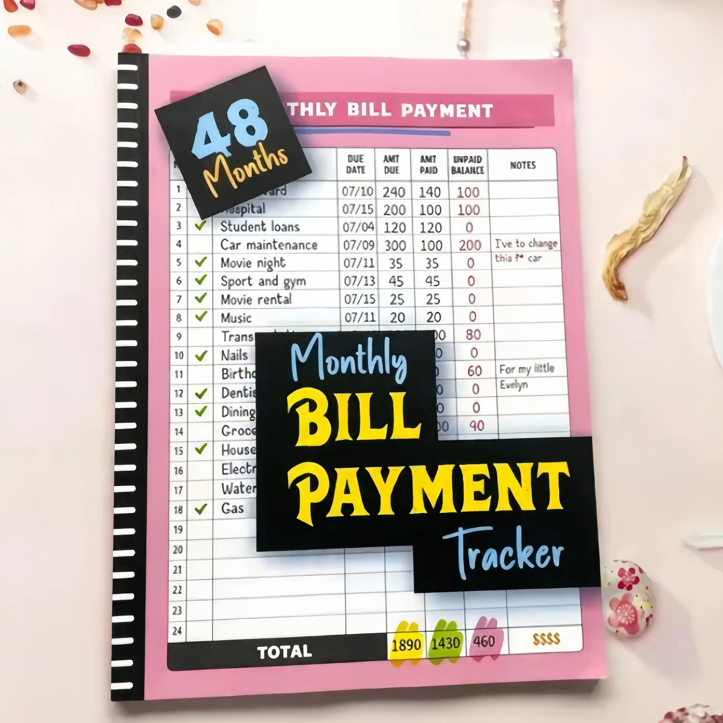 Bill Payment Tracker - Paperback 960 Records for 4 Years, Bank Account Tracking, Debt Payoff Planning & Expense Tracking - Durable Bound Notebook for Monthly Financial Overview & Budgeting daily planner