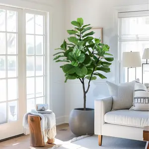 6FT Tall Artificial Fiddle Leaf Fig Tree, Realistic Fake Ficus Plant with Lifelike Leaves, Maintenance-Free Faux Tree for Home, Office & Indoor Decor, Ideal Housewarming Gift