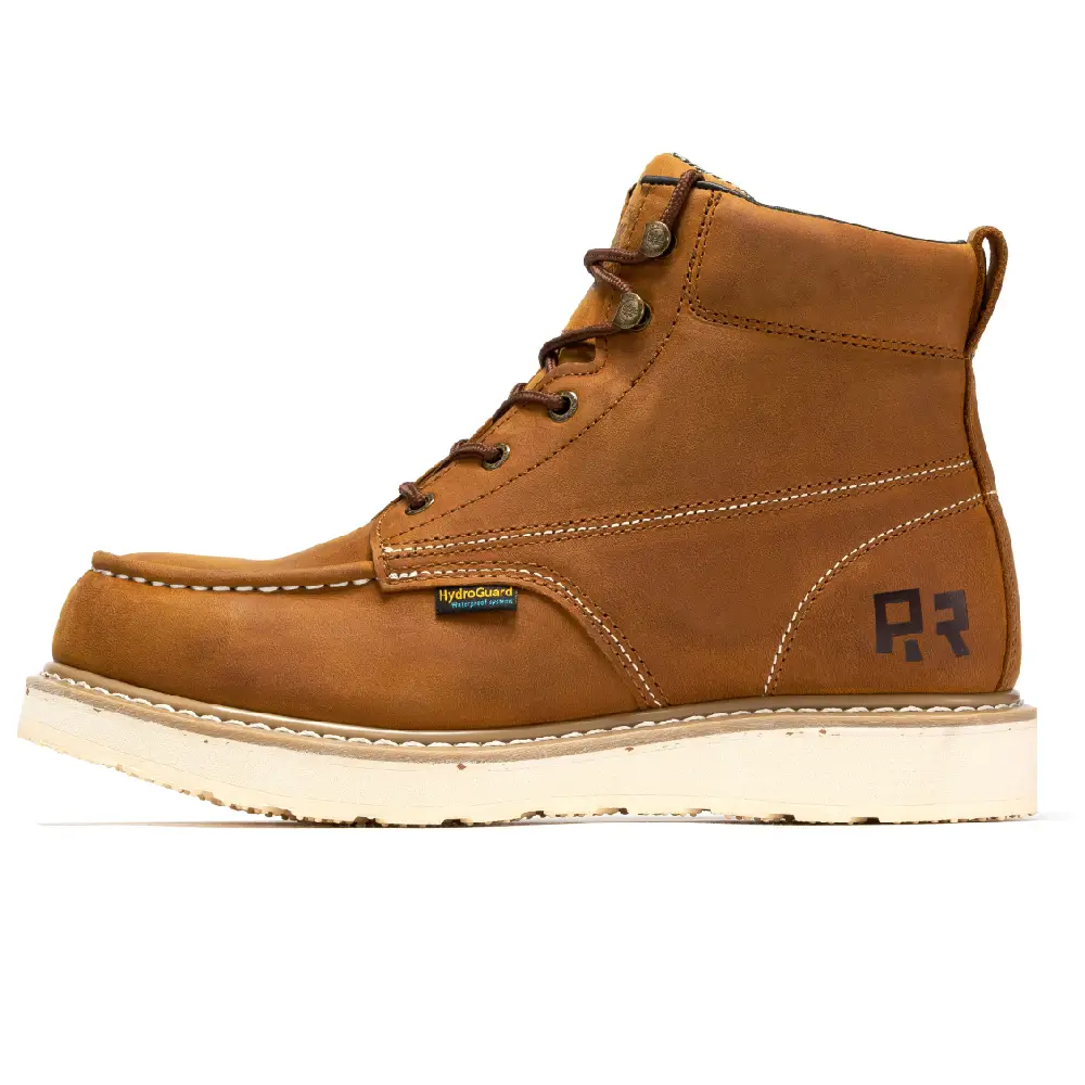 ROCKROOSTER Edgewood Steel Toe Waterproof Shoes Men's 6-Inch Brown Work Boots for Men Footwear, Slip-Resistant Walking Shoes Closed Creeper Leather B