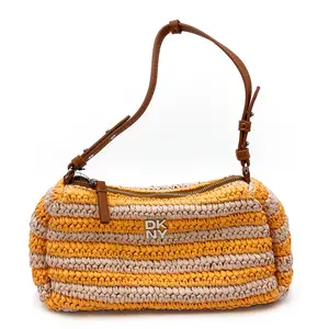 DKNY Remy TZ Shoulder Bag Woven Stripe Chic Everyday Carry Compact Structured Shape Top-Zip Closure Adjustable Strap Lightweight Travel-Ready