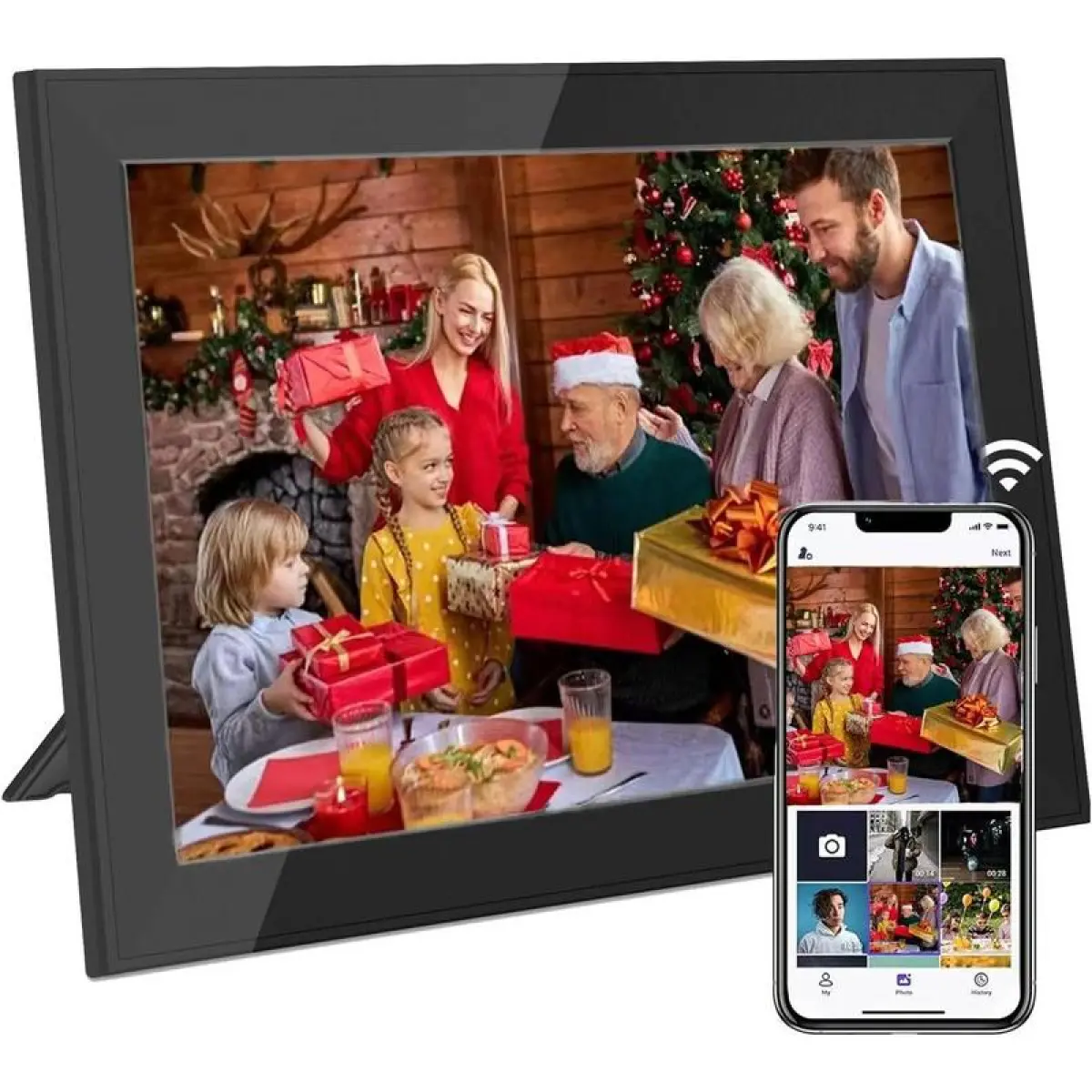 10.1 Inch WiFi Digital Picture Frame,   Clound Digital Photo Frame with 1280 * 800 HD Touch Screen, Instantly Share Photos & Video, Gift for Friend and Family