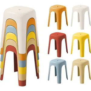 wanan 6 Pack School Plastic Stackable Stools, 18.1 Inch Height Colorful Nesting Stools, Portable Backless Stool for Classroom Students, Flexible Seating Chairs for School Home Office