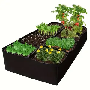 Rectangular Garden Grow Bag with 8 Grids, Planter for Growing Vegetables, Potatoes, and Flowers, Breathable Planting Container for Outdoor and Indoor Gardening, Planting Bags, Planter Pots
