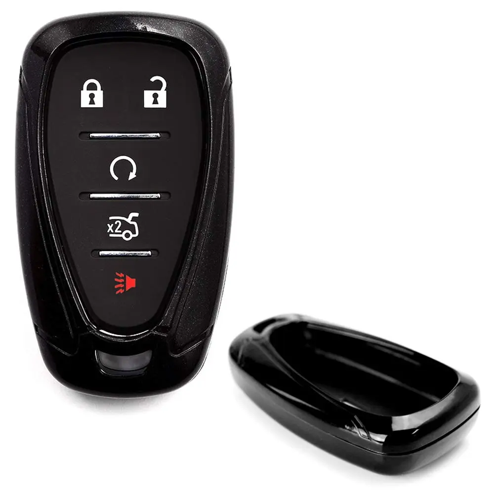 iJDMTOY Metallic Black Hard Plastic Shell Smart Key Fob Cover For 2016-up Camaro Cruze Spark Volt, 2017-up Malibu Bolt Sonic Trax, etc