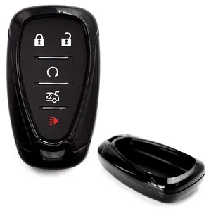 iJDMTOY Metallic Black Hard Plastic Shell Smart Key Fob Cover For 2016-up Camaro Cruze Spark Volt, 2017-up Malibu Bolt Sonic Trax, etc