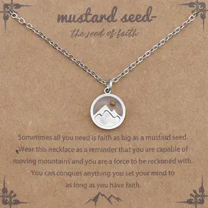Seed Necklace, Womens Stainless Steel Moving Mountains Necklace, Inspirational, Brave Gift Necklace for Women