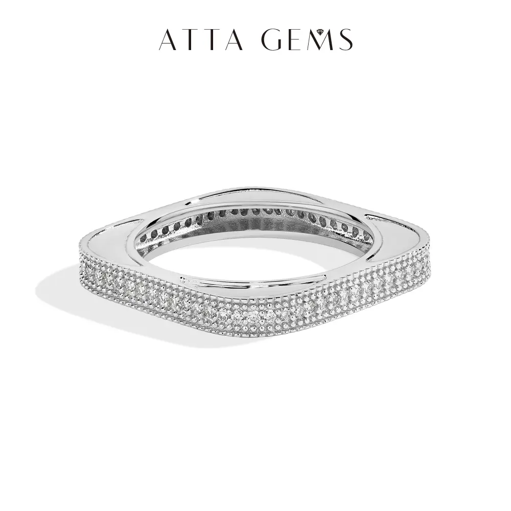 ATTAGEMS Classic D VVS1 Color Synthetic Nut Moissanite Ring for Women Men Unisex Daily Wear Sterling Silver Wedding Band Anniversary Birthday Gift Jewelry Sparkling Engagement Design R269, Solitaire Engagement Ring, Moissanite Decorated Ring,summerwins