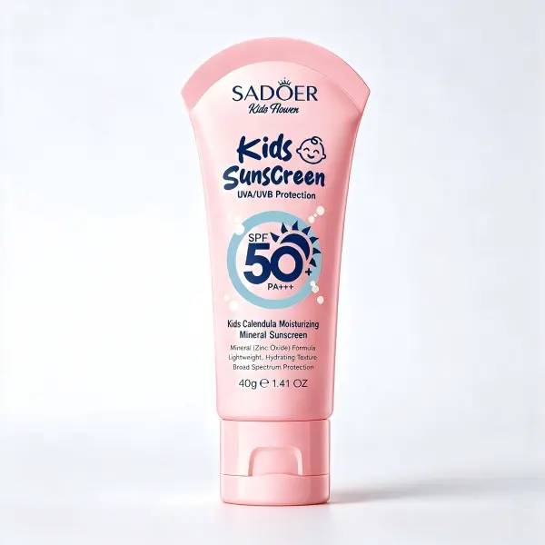 Toddler Calendula Soothing Zinc Oxide Mineral Sun Cream SPF50+ High UV Protection Summer Hydrating Moisturizing Sunscreen Non Greasy Fast Absorb Gentle Kids Sensitive Skin Sun Lotion