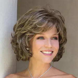 New wig Europe and the United States short hair bouffant Bob set short curly wig full head suitable for daily banquet party dress up bang wig hot woman brown wig synthetic wig
