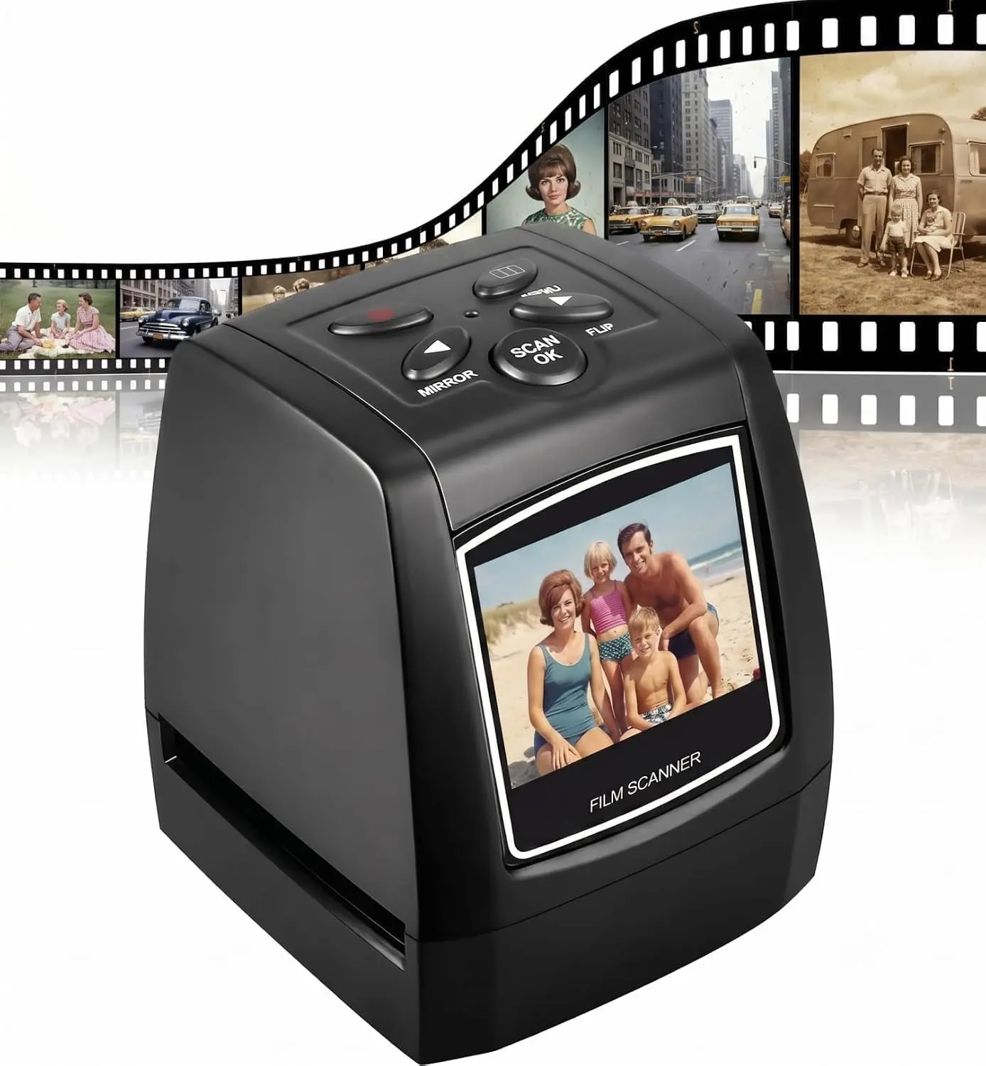 35mm Slide Scanner, Converts 135 Film Negative & Slides with 2.4” Screen