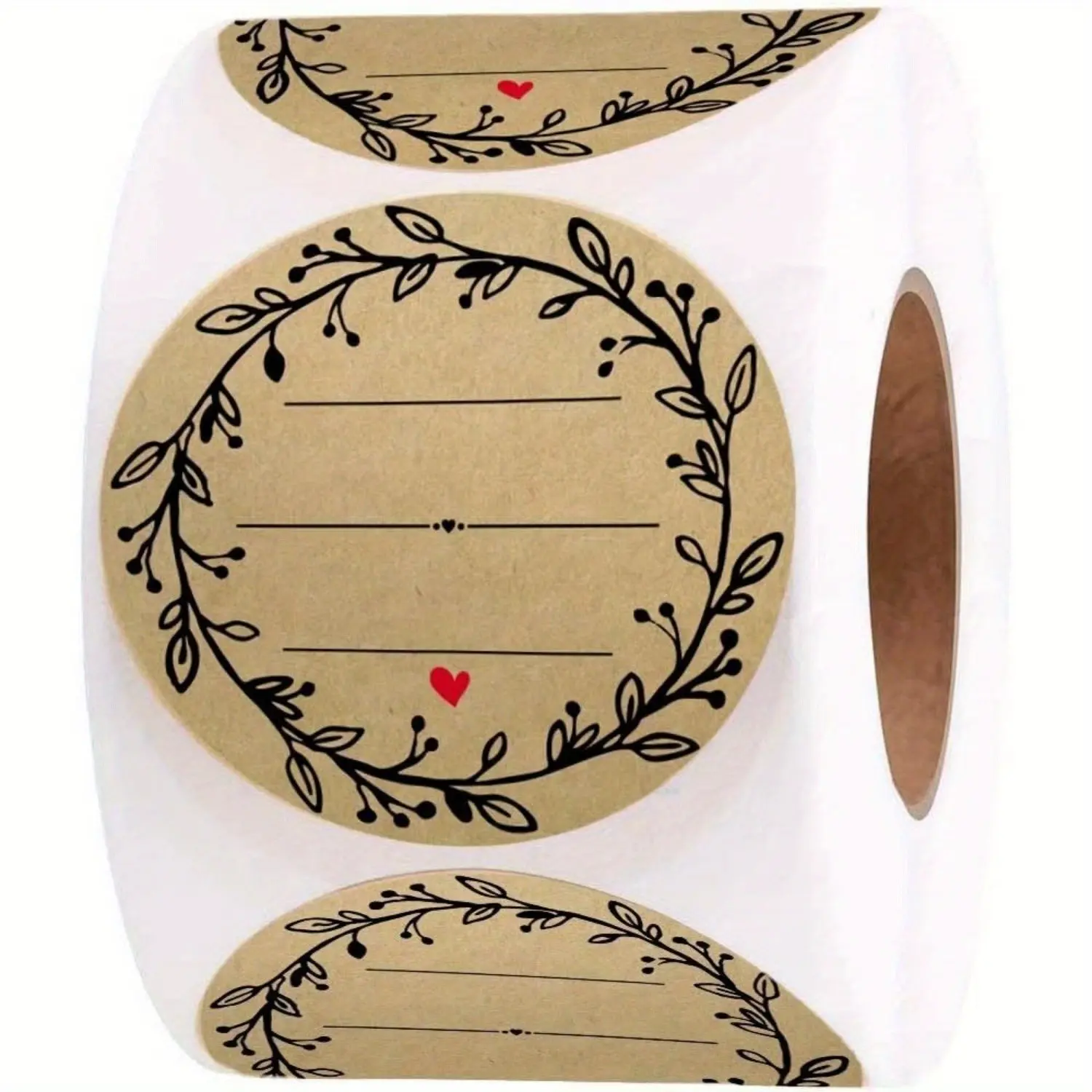 1 inch 500pcs, natural brown kraft paper stickers - Round label stickers Roll tape line Blank label stickers Name labels writable permanent sticky dot stickers for jar and can labels Price tag Store finishing Self Adhesive Stickers Rolls Labels