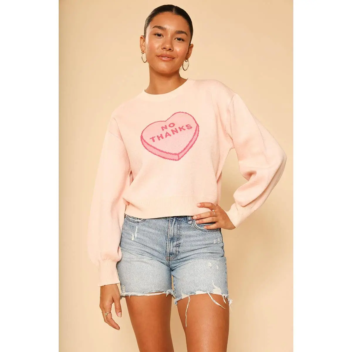 "No Thanks" Pink Woman's Valentines Sweater