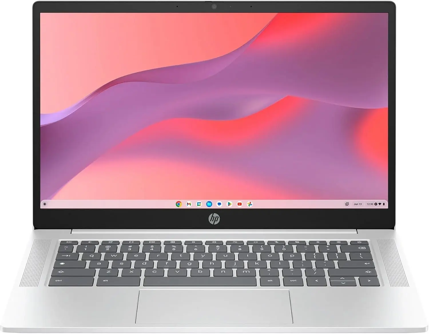 HP 14 inch Chromebook, Intel N200 Processor, 4GB RAM, 128GB UFS, ChromeOS, Wi-Fi 6, Glacier Silver, Student Laptop