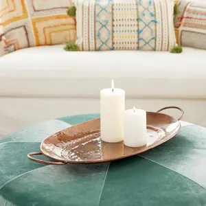 Set of 3 Copper Metal Living Room Decor Tray